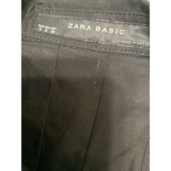 Zara Womens Solid Black Short Sleeve Button Down Top Dress Shirt Small - Picture 5 of 6